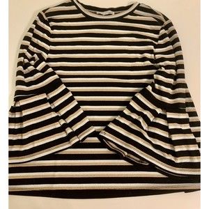 Anthropologie Isla Maude Women's Size S Sparkle Black Golden Silver Long Sleeve